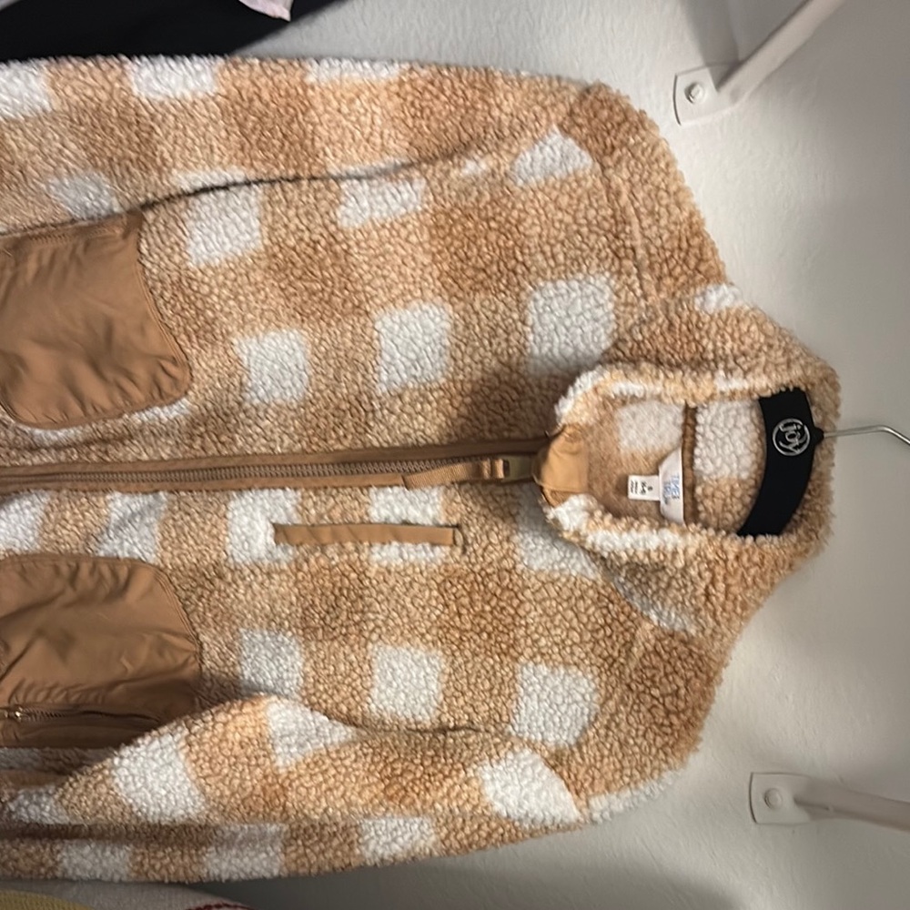 Cozy Tan and White Sherpa Jacket